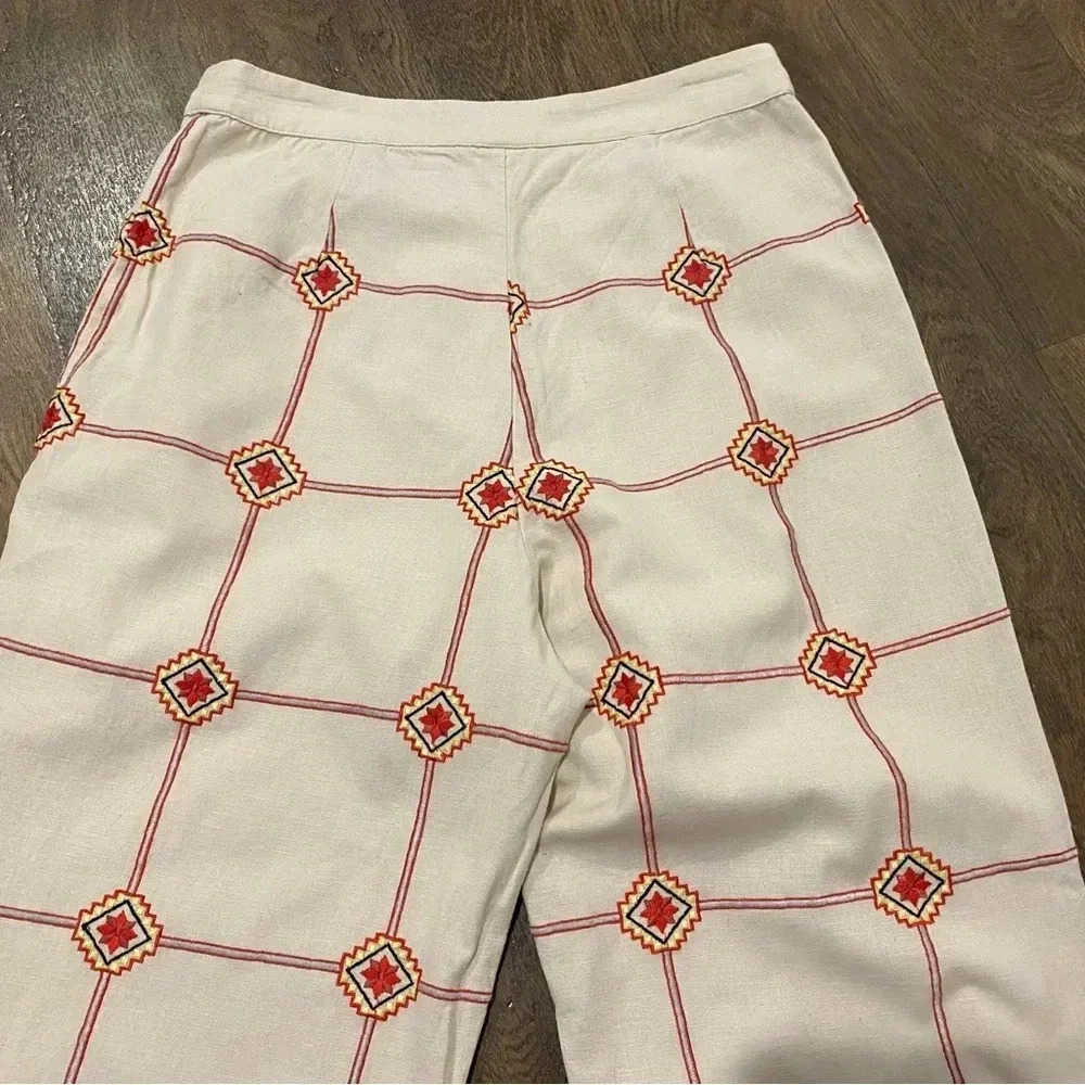 Anthropologie Seen Worn Kept Lattice Embroidered Jogger Liam Cream size Small - Picture 5 of 11